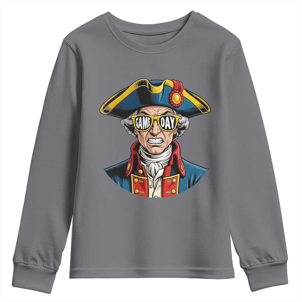 Vintage Game Day Patriot Youth Sweatshirt Revolutionary Colonial Mascot Football Fan TS02 Charcoal Print Your Wear