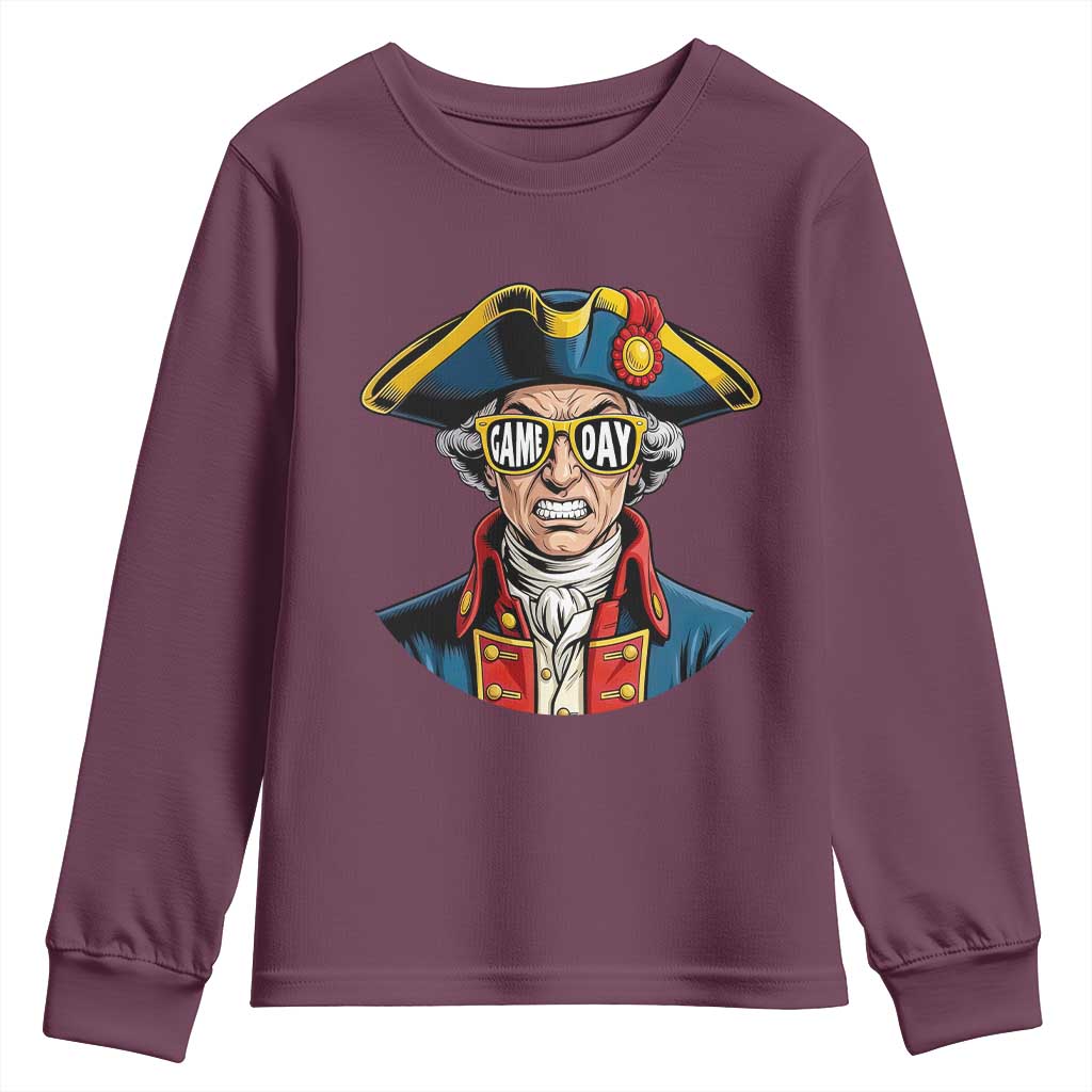 Vintage Game Day Patriot Youth Sweatshirt Revolutionary Colonial Mascot Football Fan TS02 Maroon Print Your Wear