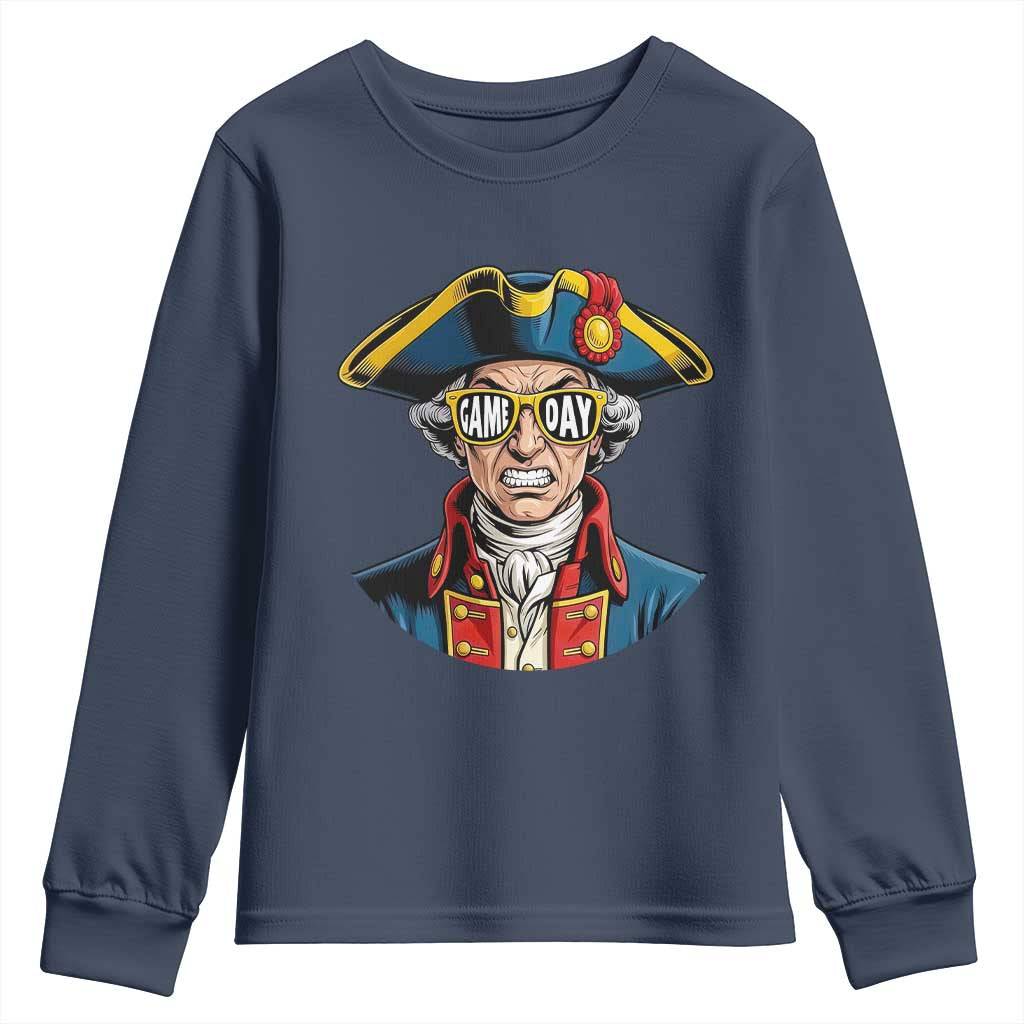 Vintage Game Day Patriot Youth Sweatshirt Revolutionary Colonial Mascot Football Fan TS02 Navy Print Your Wear