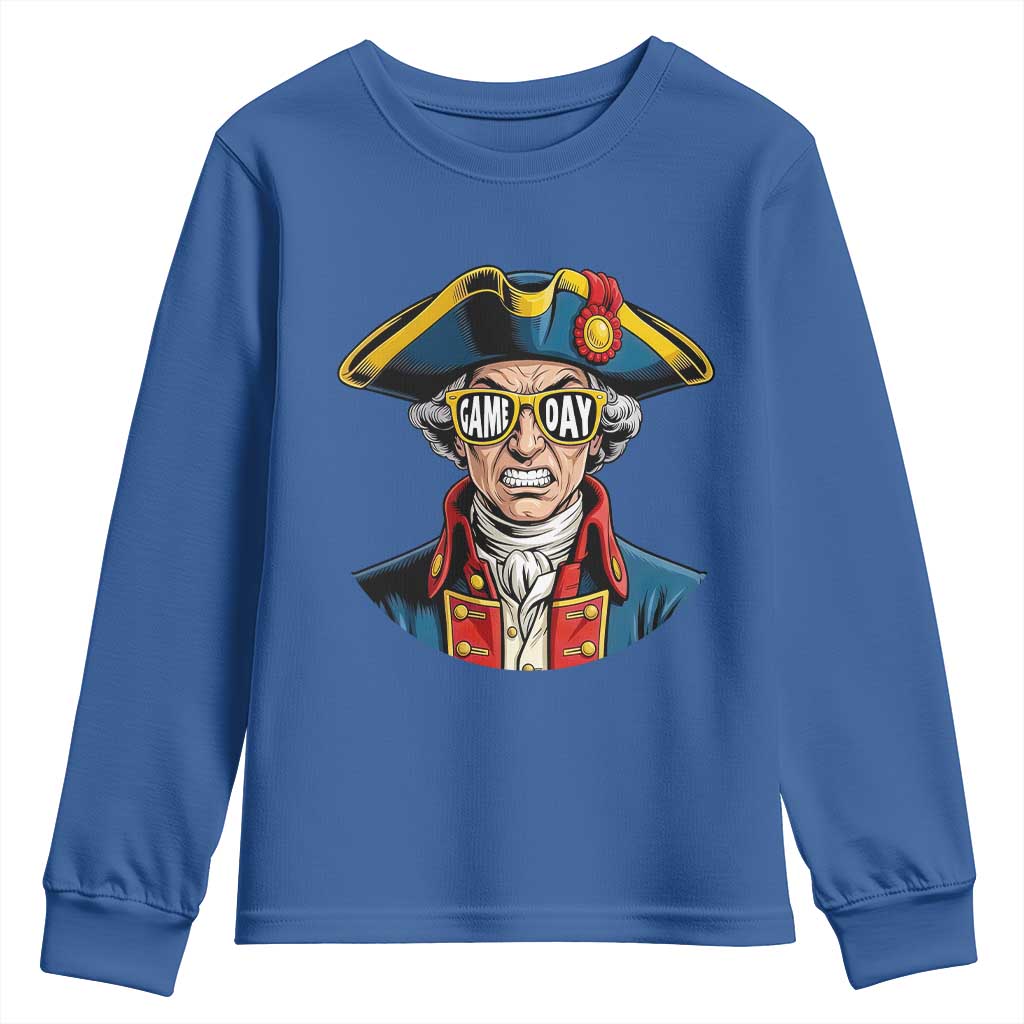 Vintage Game Day Patriot Youth Sweatshirt Revolutionary Colonial Mascot Football Fan TS02 Royal Blue Print Your Wear