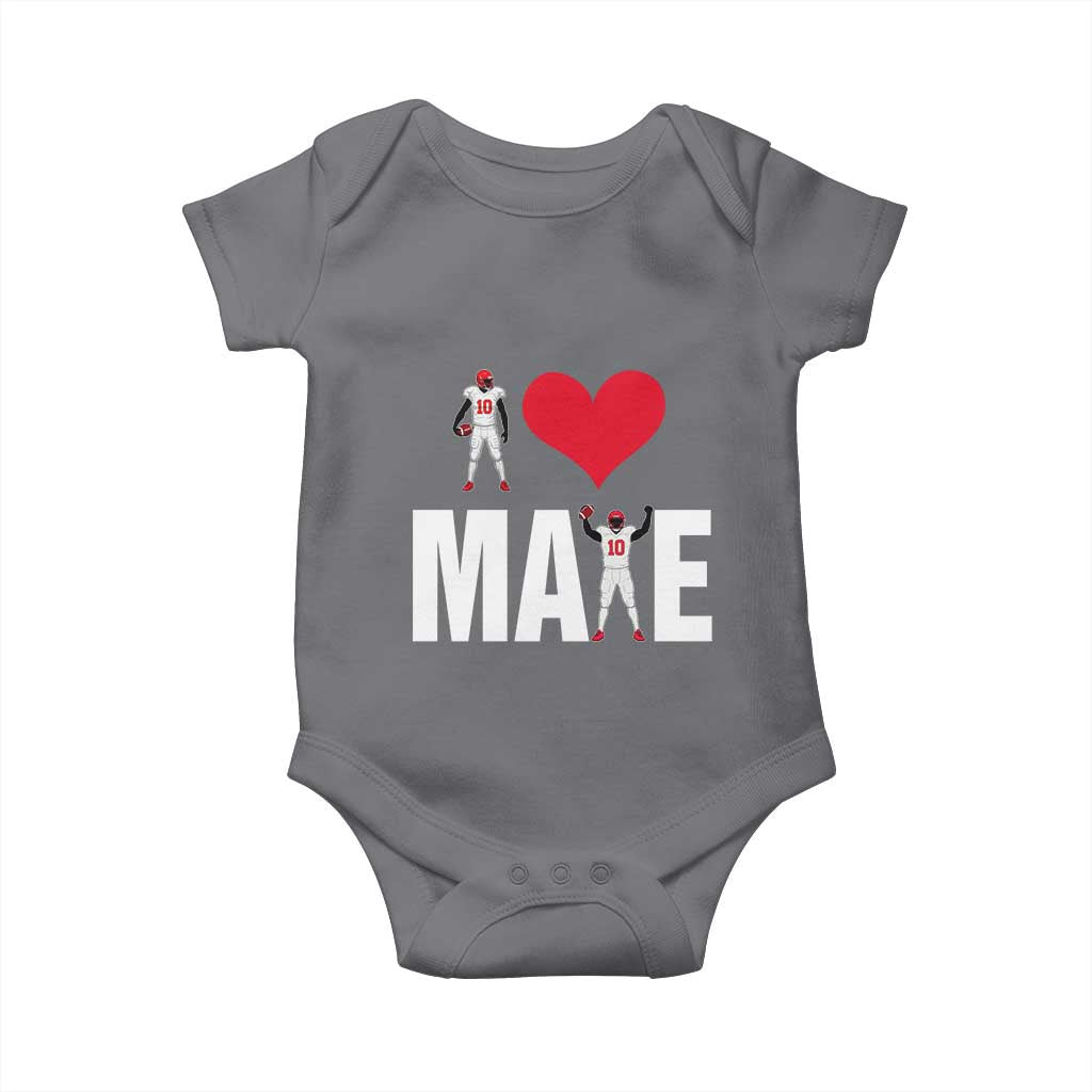I Love Maye Red Heart Baby Onesie Football Fan Celebration TS02 Charcoal Print Your Wear