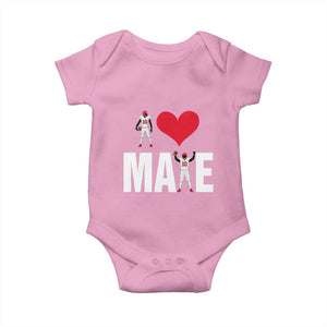 I Love Maye Red Heart Baby Onesie Football Fan Celebration TS02 Light Pink Print Your Wear