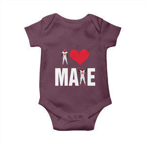 I Love Maye Red Heart Baby Onesie Football Fan Celebration TS02 Maroon Print Your Wear