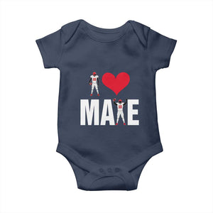 I Love Maye Red Heart Baby Onesie Football Fan Celebration TS02 Navy Print Your Wear