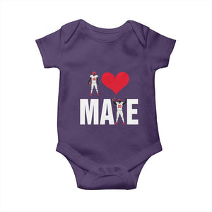 I Love Maye Red Heart Baby Onesie Football Fan Celebration TS02 Purple Print Your Wear