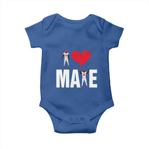 I Love Maye Red Heart Baby Onesie Football Fan Celebration TS02 Royal Blue Print Your Wear