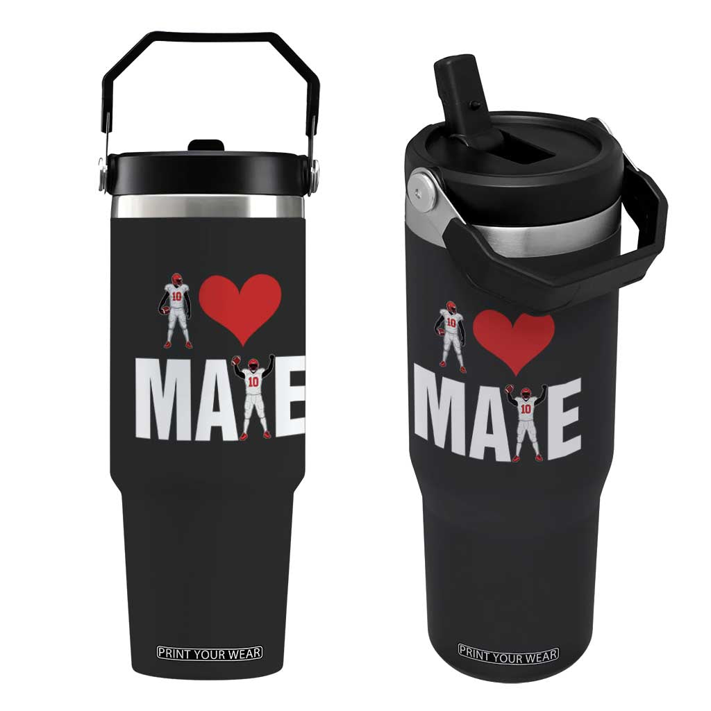 I Love Maye Red Heart Flip Straw Tumbler Football Fan Celebration TS02 One Size: 30 oz Black Print Your Wear