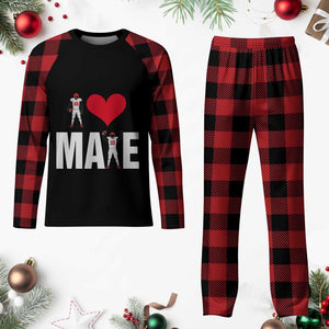 I Love Maye Red Heart Plaid Pajama Set Football Fan Celebration TS02 Buffalo Plaid Print Your Wear