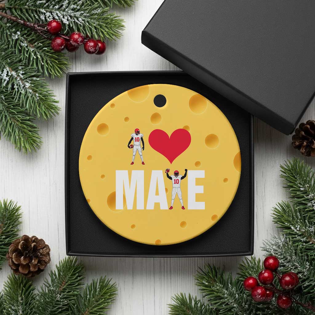 I Love Maye Red Heart Ceramic Ornament Football Fan Celebration TS02 1pc Yellow Cheese Print Your Wear