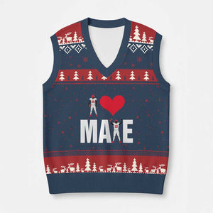 I Love Maye Red Heart V-Neck Knit Sweater Vest Football Fan Celebration TS02 Navy Red Print Your Wear