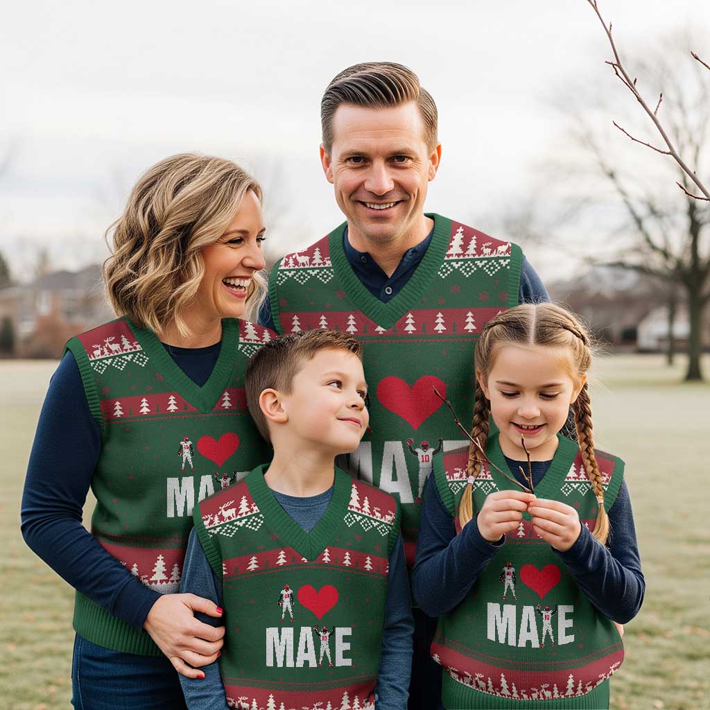 I Love Maye Red Heart V-Neck Knit Sweater Vest Football Fan Celebration TS02 Red Green Print Your Wear