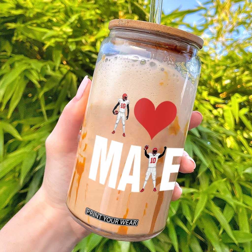 I Love Maye Red Heart Glass Can Football Fan Celebration TS02 Navy Print Your Wear