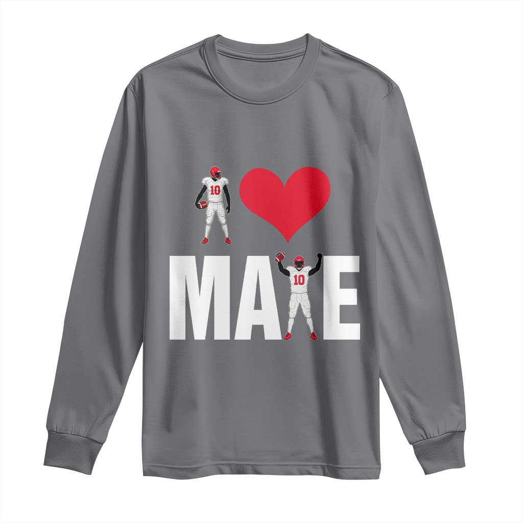 I Love Maye Red Heart Long Sleeve Shirt Football Fan Celebration TS02 Charcoal Print Your Wear
