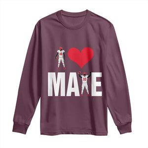 I Love Maye Red Heart Long Sleeve Shirt Football Fan Celebration TS02 Maroon Print Your Wear