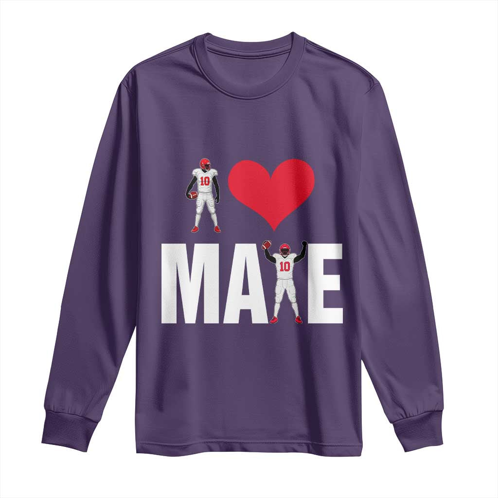 I Love Maye Red Heart Long Sleeve Shirt Football Fan Celebration TS02 Purple Print Your Wear