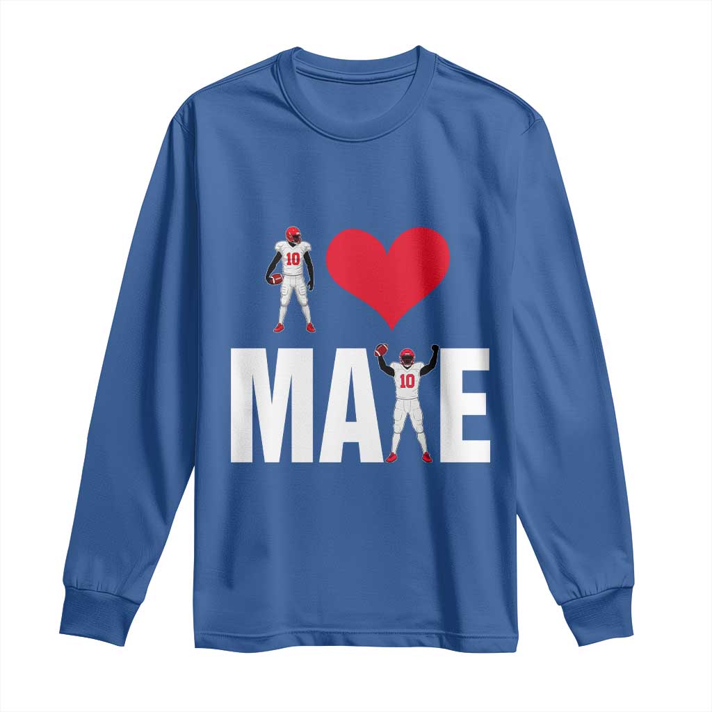 I Love Maye Red Heart Long Sleeve Shirt Football Fan Celebration TS02 Royal Blue Print Your Wear