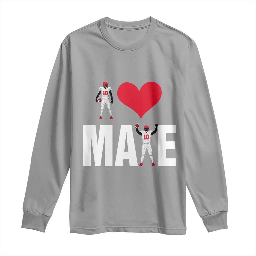 I Love Maye Red Heart Long Sleeve Shirt Football Fan Celebration TS02 Sport Gray Print Your Wear