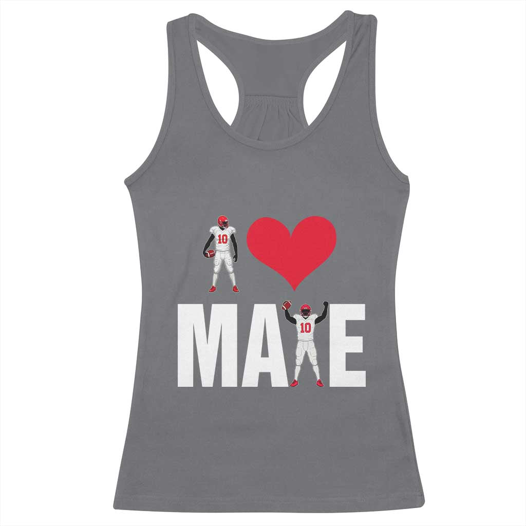I Love Maye Red Heart Racerback Tank Top Football Fan Celebration TS02 Charcoal Print Your Wear