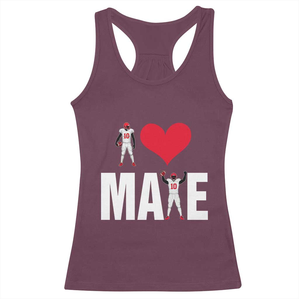 I Love Maye Red Heart Racerback Tank Top Football Fan Celebration TS02 Maroon Print Your Wear