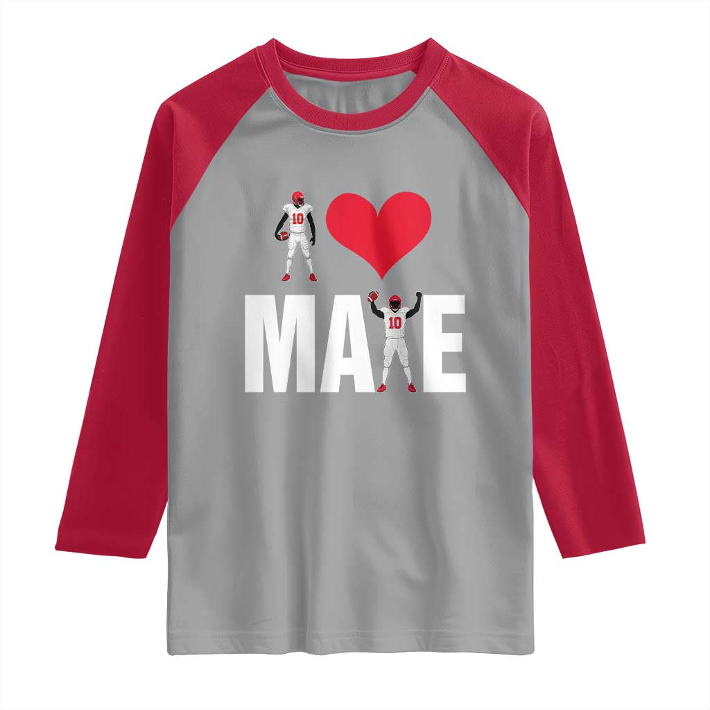 I Love Maye Red Heart Raglan Shirt Football Fan Celebration TS02 Sport Gray Red Print Your Wear
