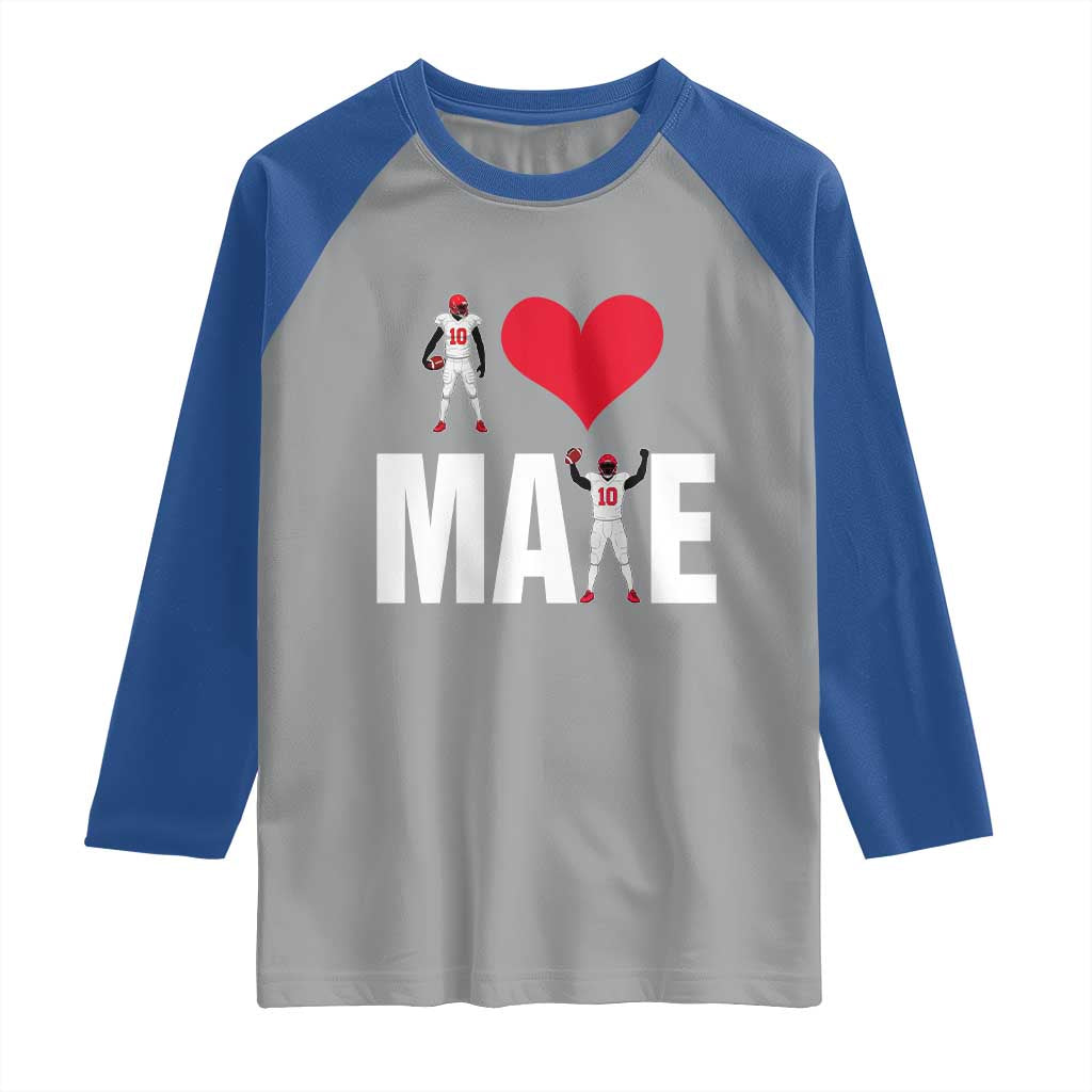 I Love Maye Red Heart Raglan Shirt Football Fan Celebration TS02 Sport Gray Royal Print Your Wear
