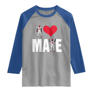 I Love Maye Red Heart Raglan Shirt Football Fan Celebration TS02 Sport Gray Royal Print Your Wear