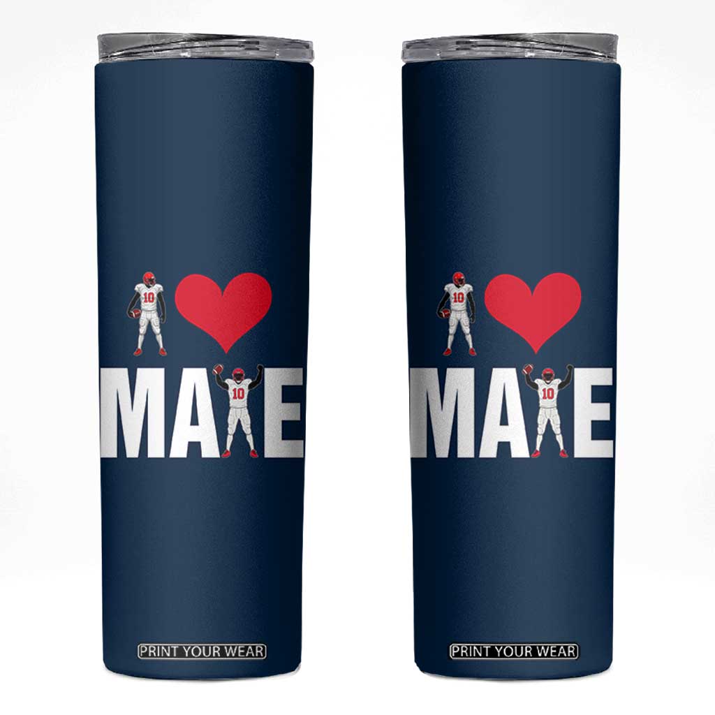 I Love Maye Red Heart Skinny Tumbler Football Fan Celebration TS02 Navy Print Your Wear