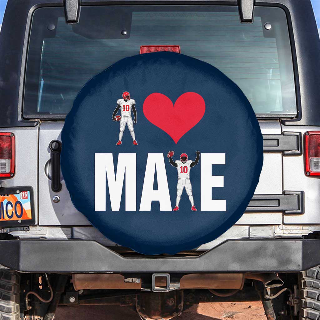 I Love Maye Red Heart Spare Tire Cover Football Fan Celebration TS02 No hole Navy Print Your Wear