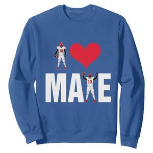 I Love Maye Red Heart Sweatshirt Football Fan Celebration TS02 Royal Blue Print Your Wear