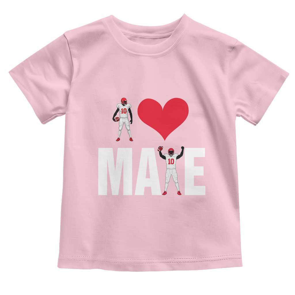 I Love Maye Red Heart Toddler T Shirt Football Fan Celebration TS02 Light Pink Print Your Wear