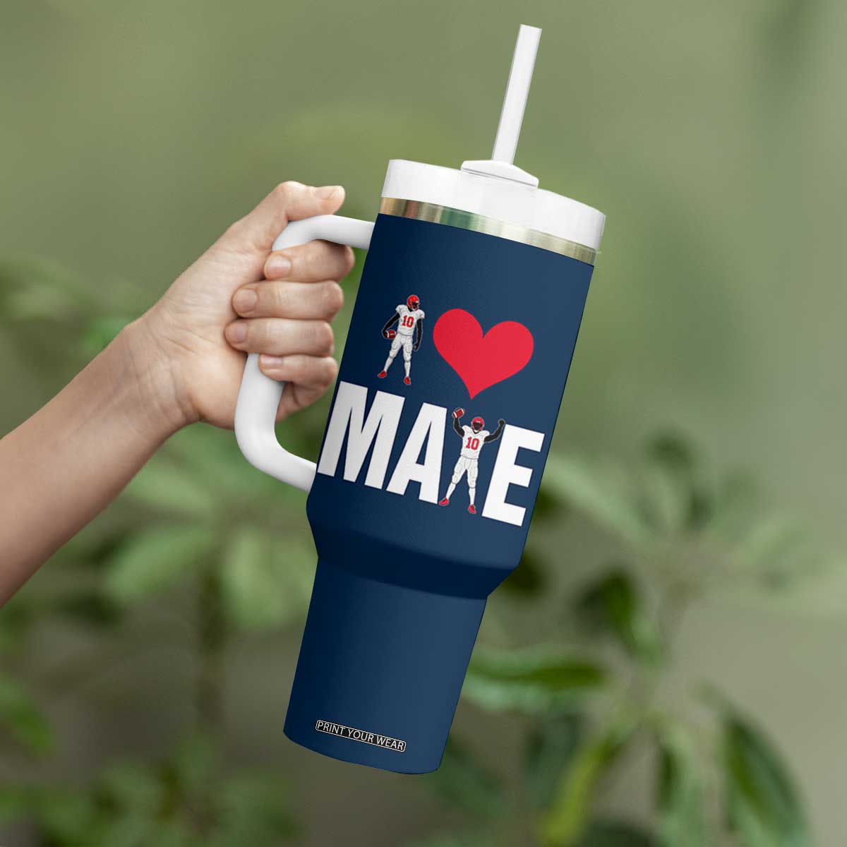 I Love Maye Red Heart Tumbler With Handle Football Fan Celebration TS02 Print Your Wear