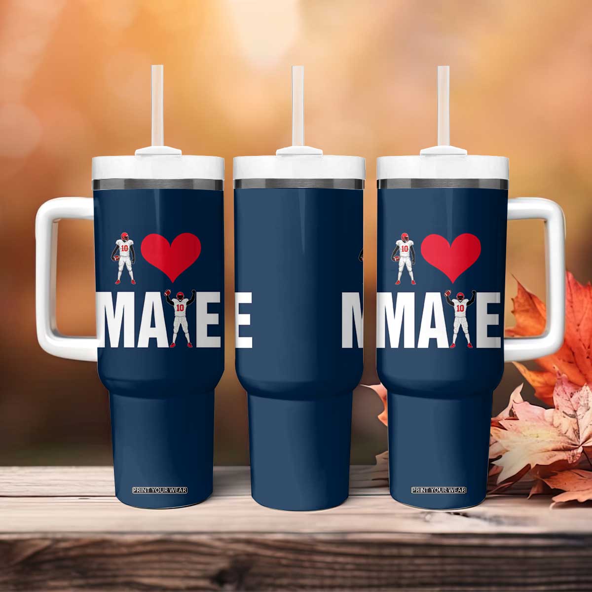 I Love Maye Red Heart Tumbler With Handle Football Fan Celebration TS02 Print Your Wear
