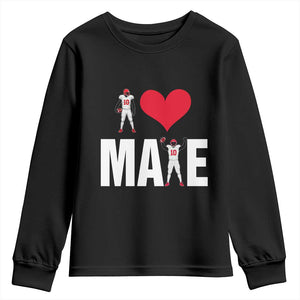 I Love Maye Red Heart Youth Sweatshirt Football Fan Celebration TS02 Black Print Your Wear