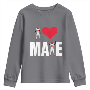 I Love Maye Red Heart Youth Sweatshirt Football Fan Celebration TS02 Charcoal Print Your Wear