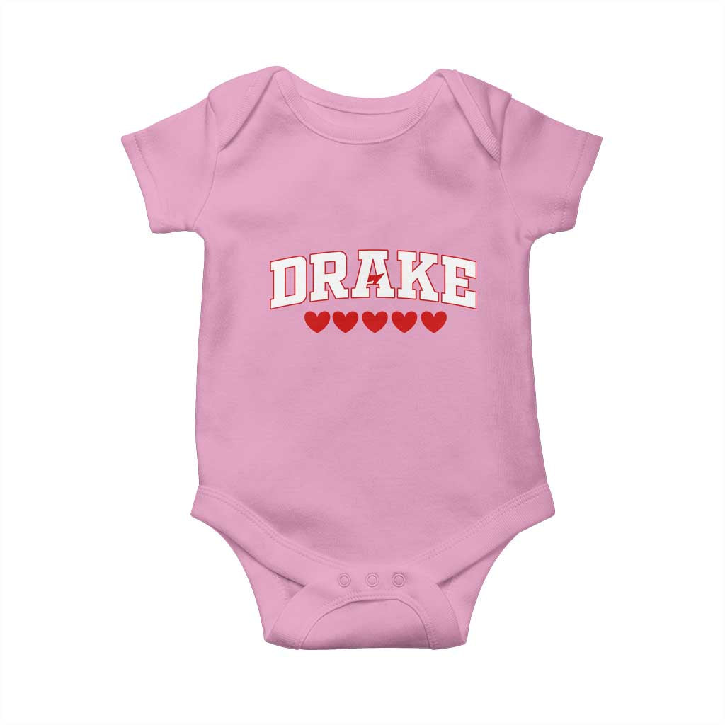 I Heart Drake Red Love Hearts Baby Onesie Football Fan Celebration TS02 Light Pink Print Your Wear