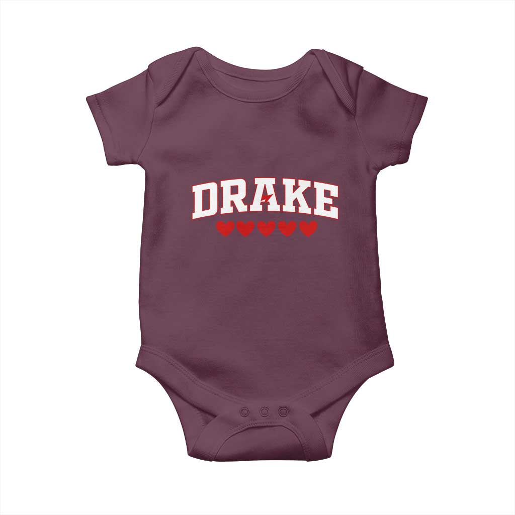 I Heart Drake Red Love Hearts Baby Onesie Football Fan Celebration TS02 Maroon Print Your Wear