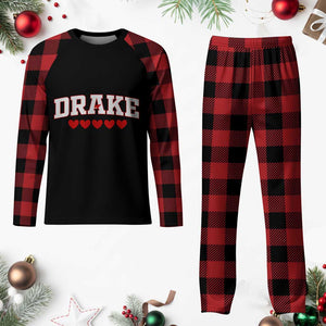 I Heart Drake Red Love Hearts Plaid Pajama Set Football Fan Celebration TS02 Buffalo Plaid Print Your Wear