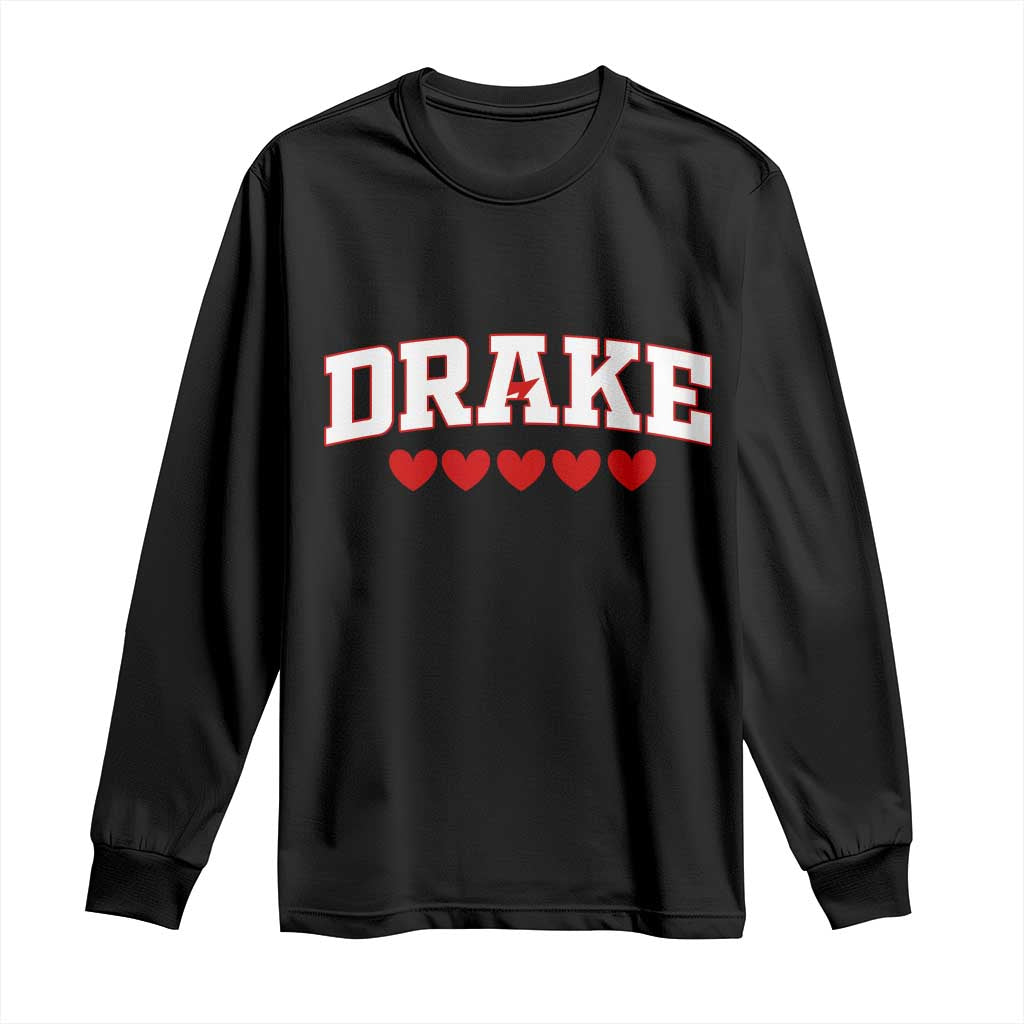 I Heart Drake Red Love Hearts Long Sleeve Shirt Football Fan Celebration TS02 Black Print Your Wear
