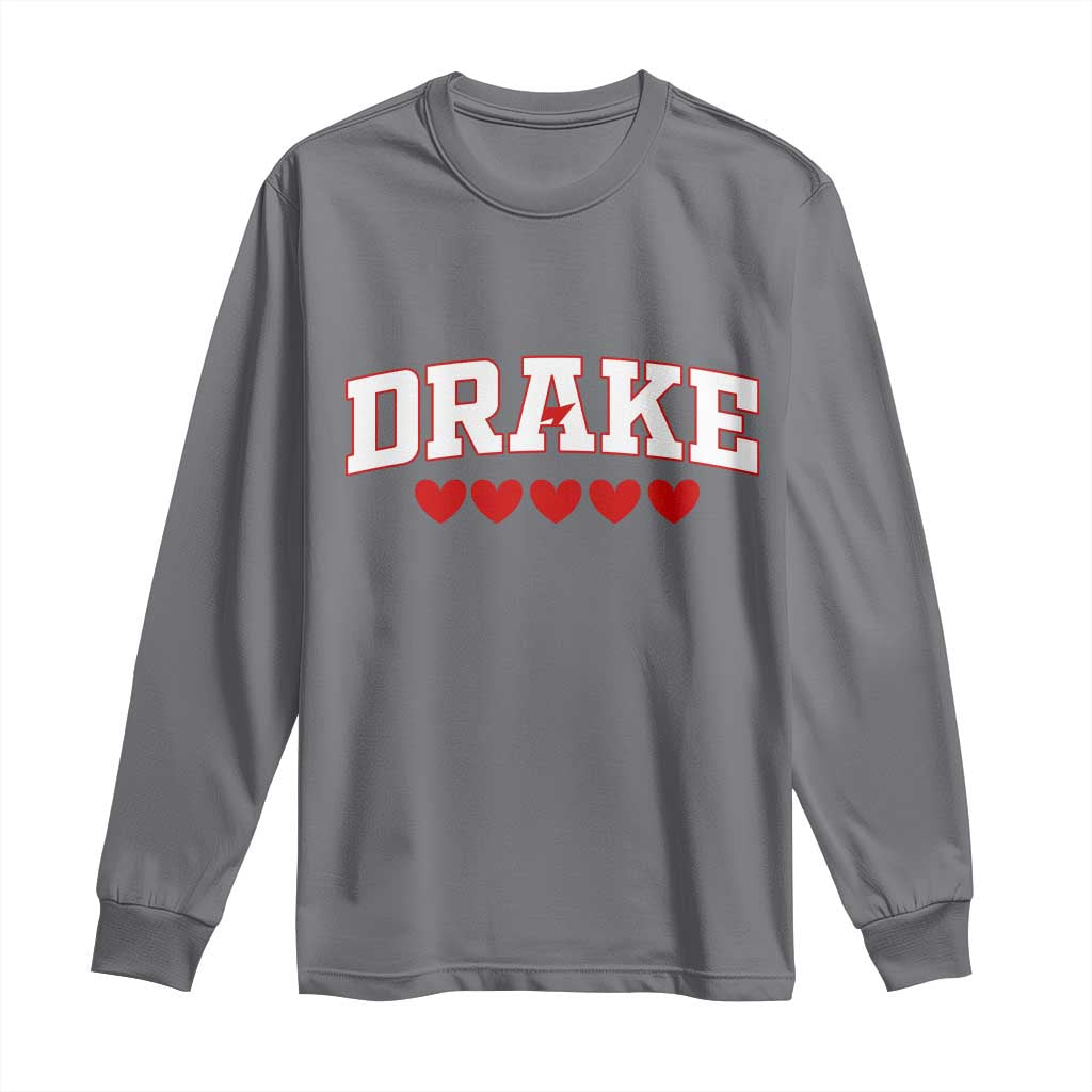 I Heart Drake Red Love Hearts Long Sleeve Shirt Football Fan Celebration TS02 Charcoal Print Your Wear