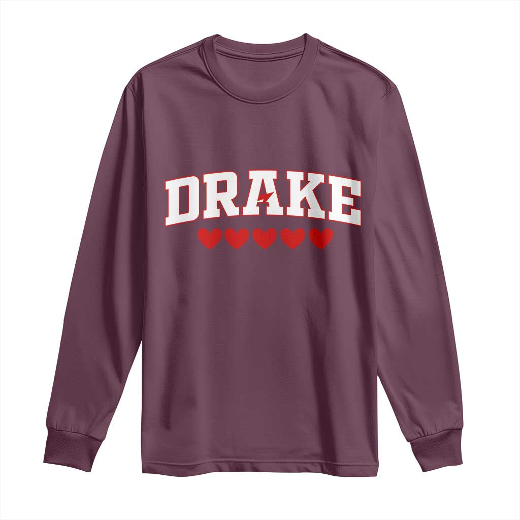 I Heart Drake Red Love Hearts Long Sleeve Shirt Football Fan Celebration TS02 Maroon Print Your Wear