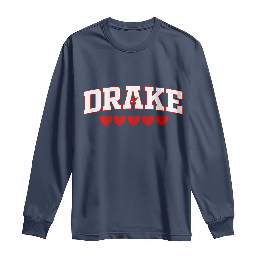 I Heart Drake Red Love Hearts Long Sleeve Shirt Football Fan Celebration TS02 Navy Print Your Wear