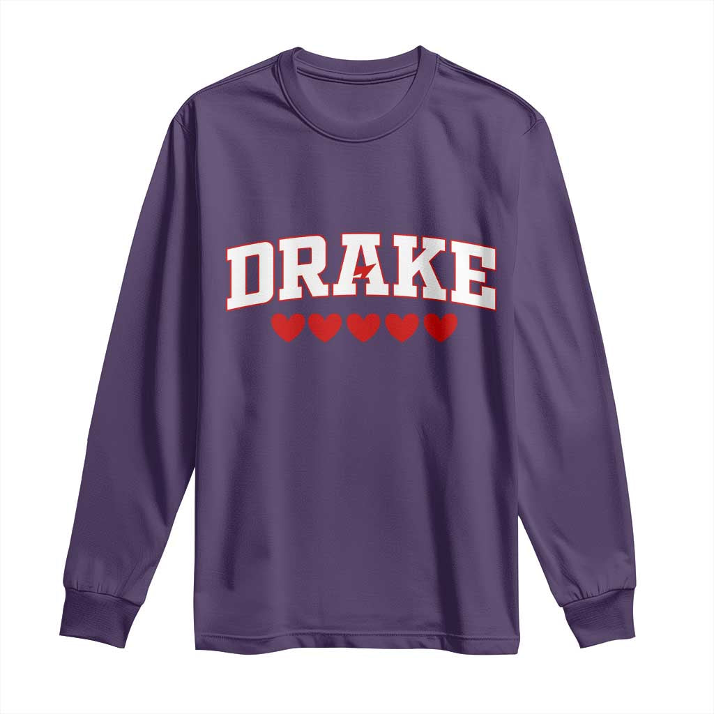 I Heart Drake Red Love Hearts Long Sleeve Shirt Football Fan Celebration TS02 Purple Print Your Wear