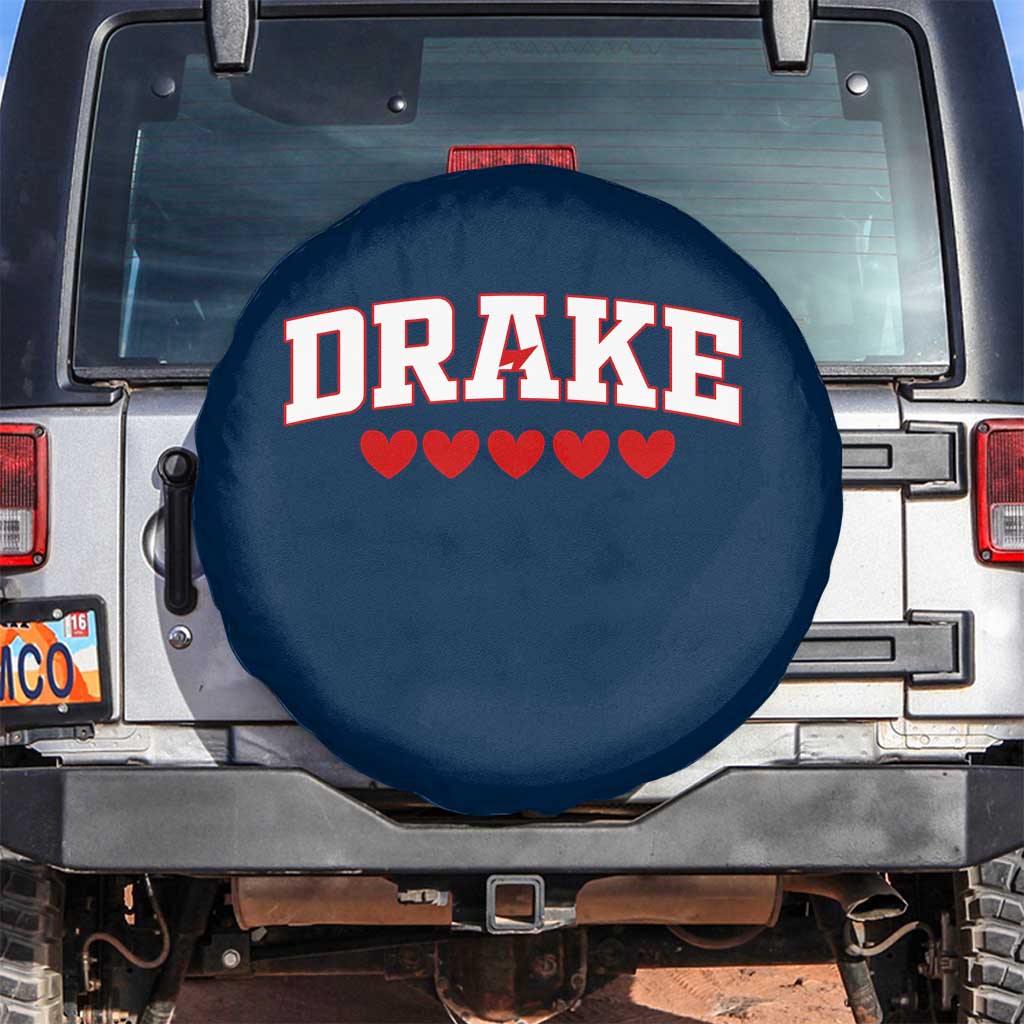I Heart Drake Red Love Hearts Spare Tire Cover Football Fan Celebration TS02 No hole Navy Print Your Wear