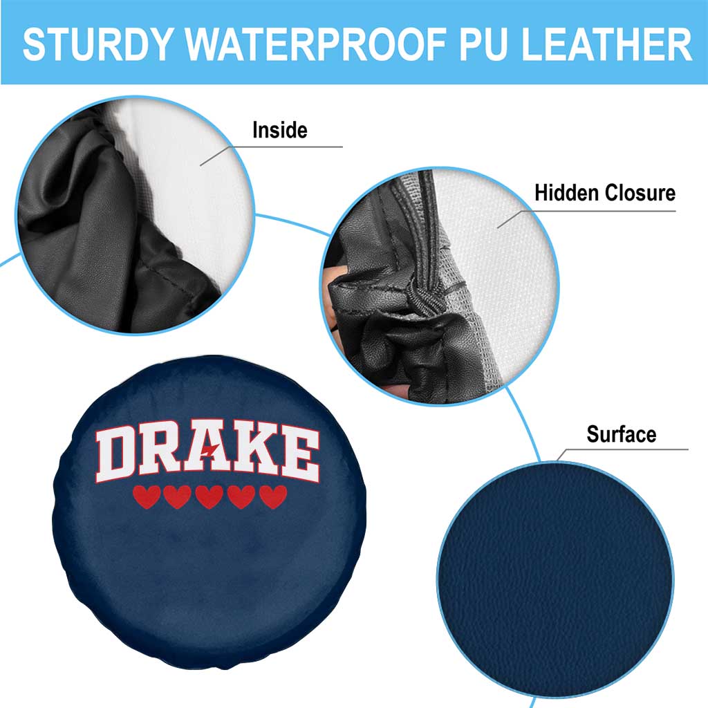 I Heart Drake Red Love Hearts Spare Tire Cover Football Fan Celebration TS02 Print Your Wear