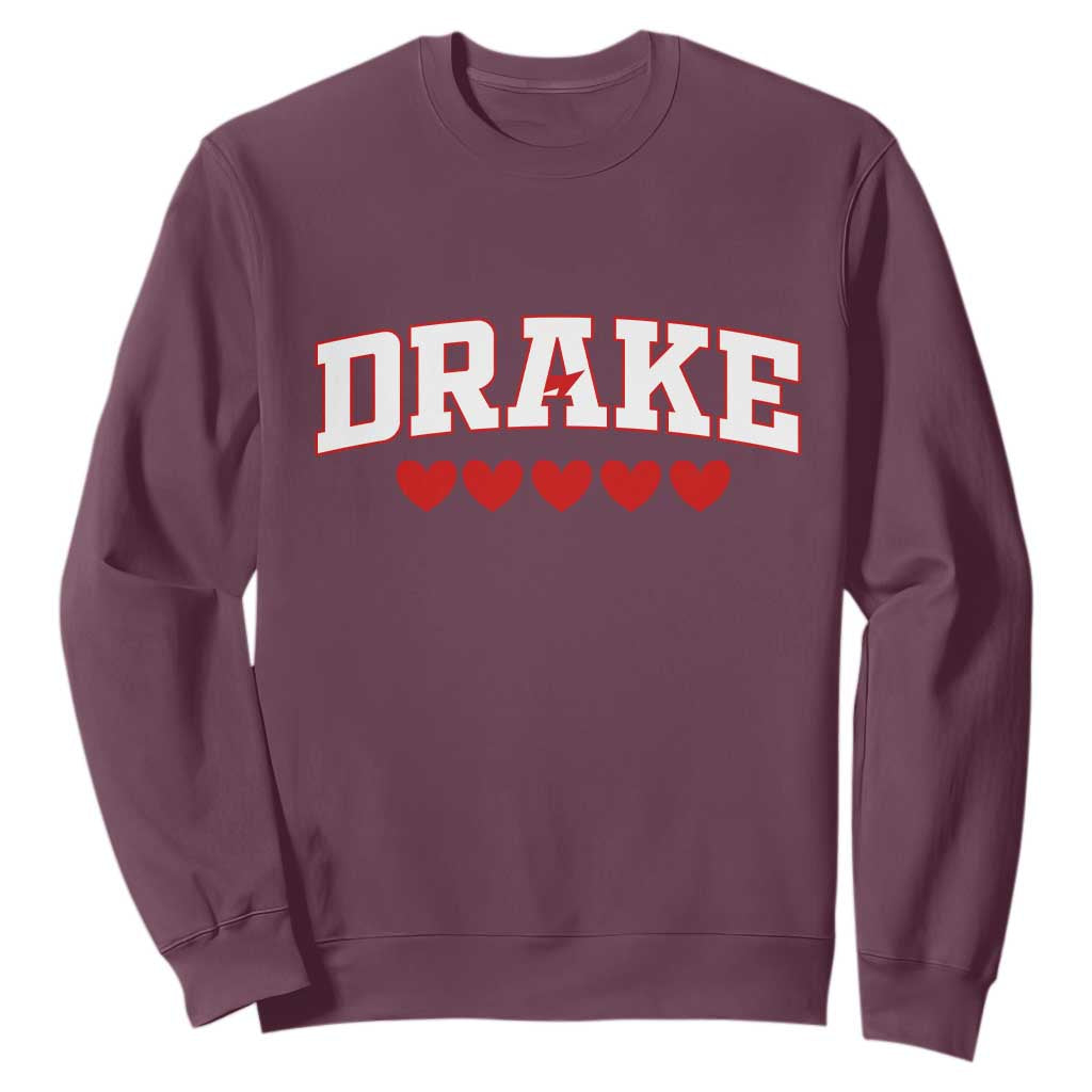I Heart Drake Red Love Hearts Sweatshirt Football Fan Celebration TS02 Maroon Print Your Wear