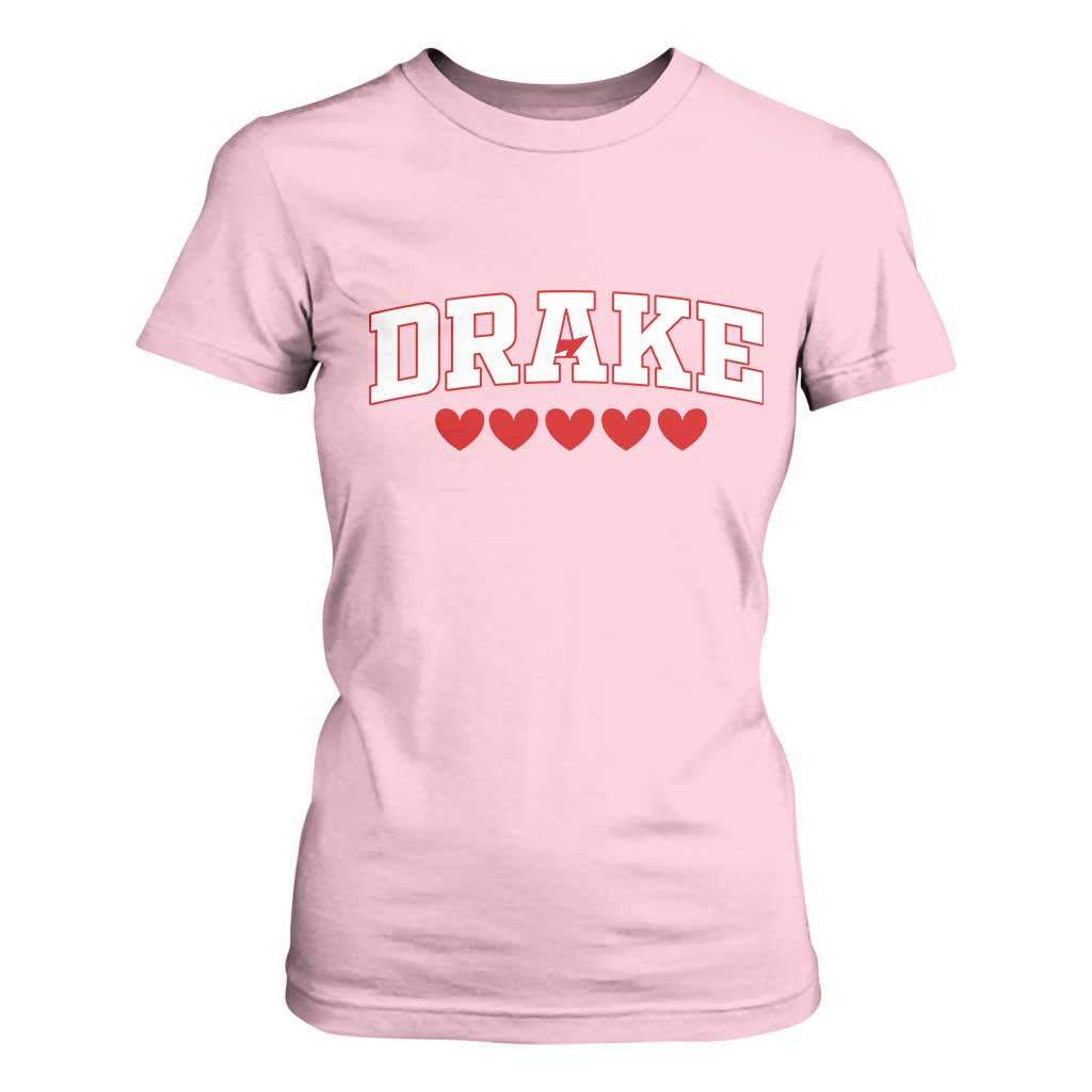 I Heart Drake Red Love Hearts T Shirt For Women Football Fan Celebration TS02 Light Pink Print Your Wear