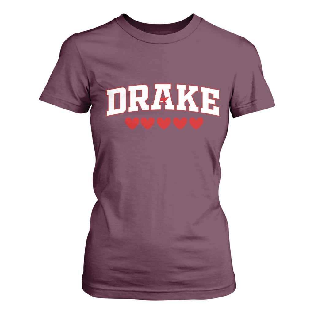 I Heart Drake Red Love Hearts T Shirt For Women Football Fan Celebration TS02 Maroon Print Your Wear