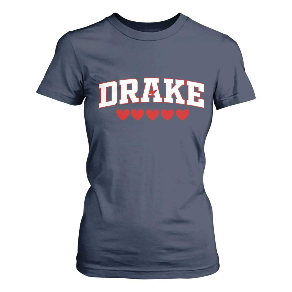 I Heart Drake Red Love Hearts T Shirt For Women Football Fan Celebration TS02 Navy Print Your Wear