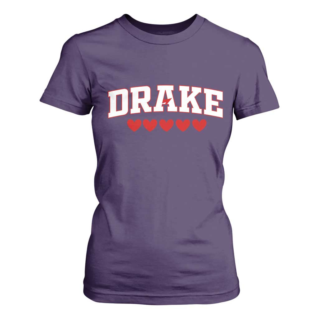 I Heart Drake Red Love Hearts T Shirt For Women Football Fan Celebration TS02 Purple Print Your Wear