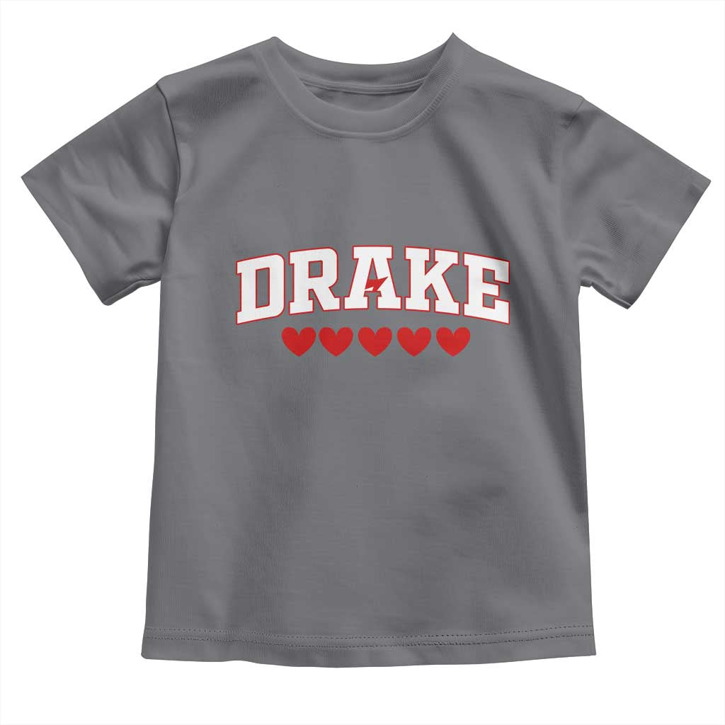I Heart Drake Red Love Hearts Toddler T Shirt Football Fan Celebration TS02 Charcoal Print Your Wear